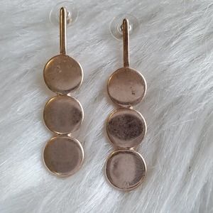 New Women's Triple Plated Disc Drop Earrings Gold-Tone
